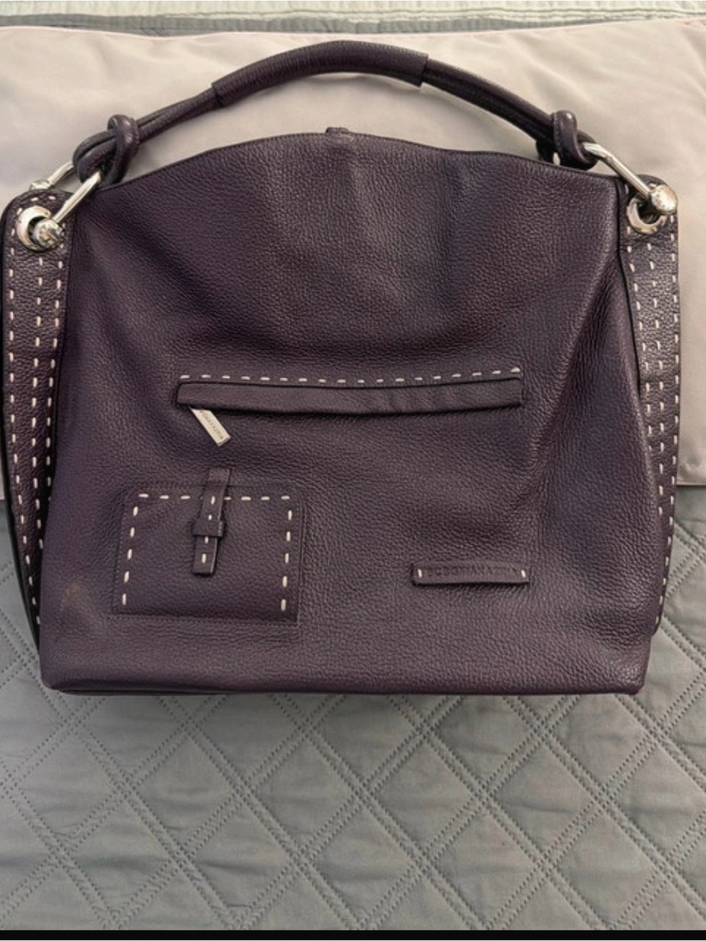 BCBGMaxAzria Deep Plum Leather Shoulder Bag